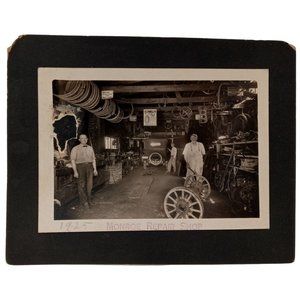 1925 Monroe Repair Shop Cabinet Card Photograph Overalls Automobile Mechanic Tir